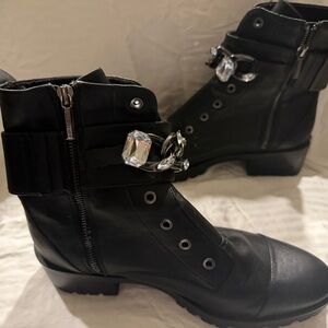 Black Ankle Boots with Silver Accents